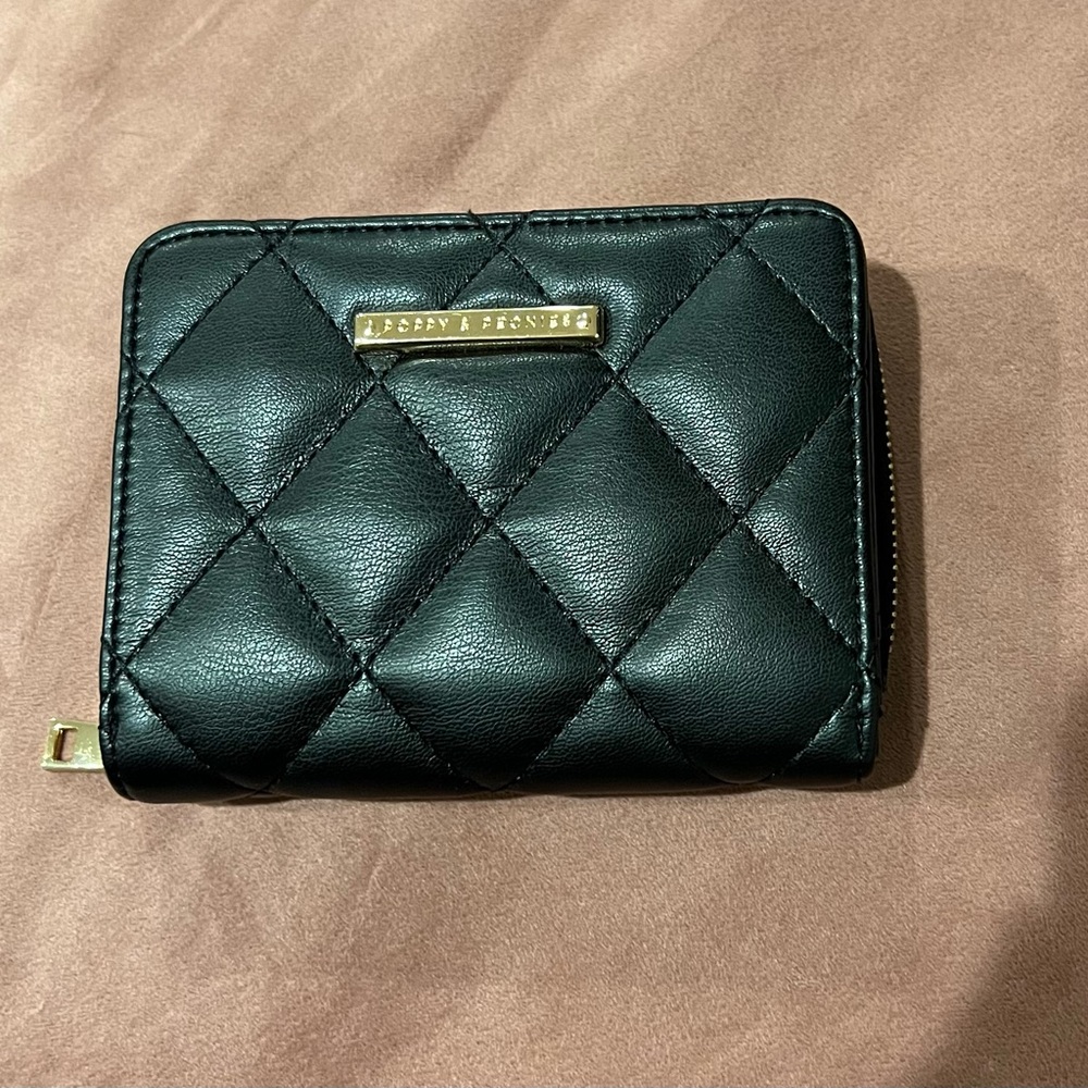 Poppy & Peonies Black Quilted Wallet